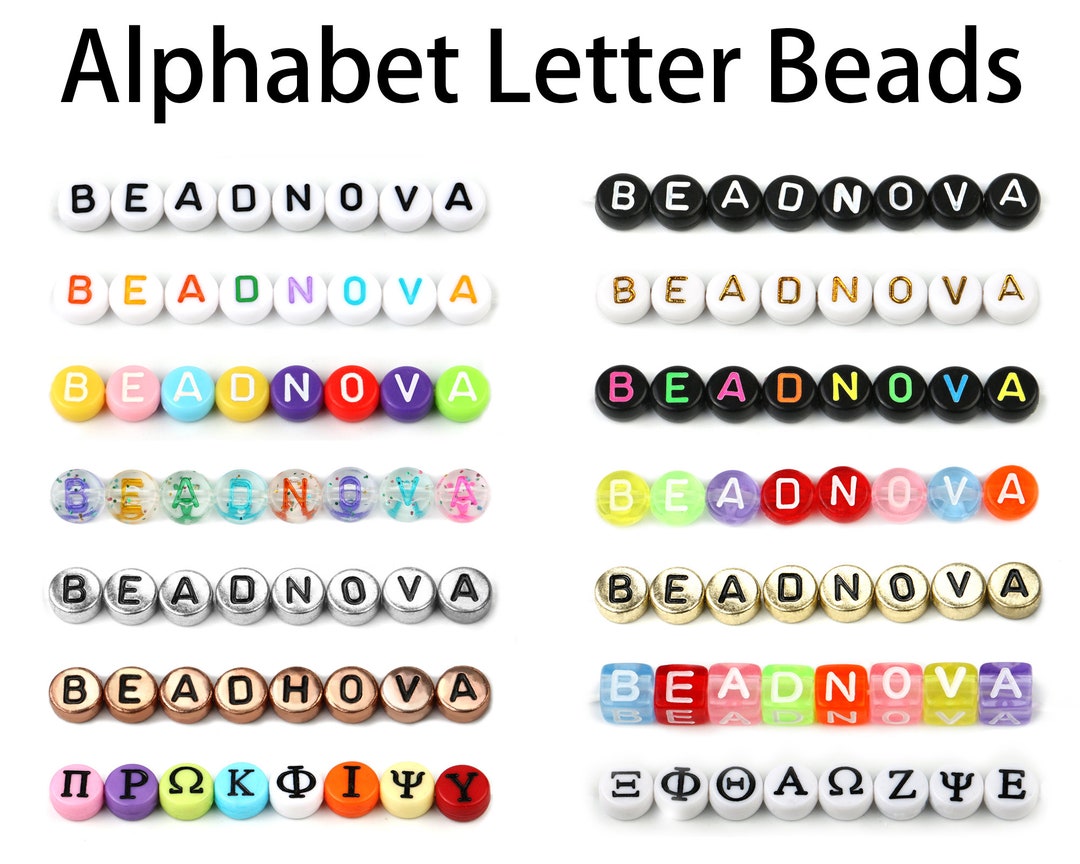 Alphabet ABC Beads White Gold Color Ins Letters Number Acrylic