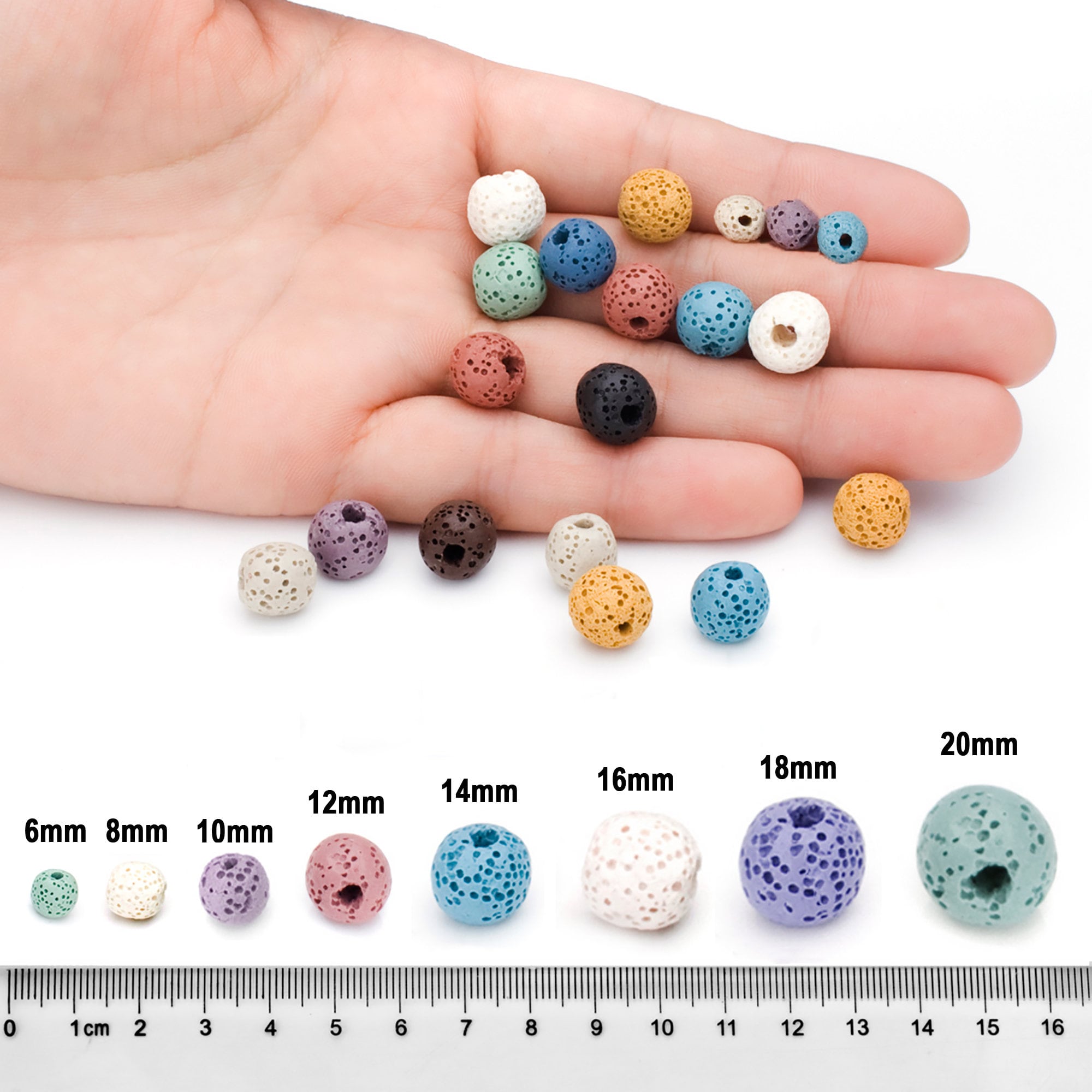 BEADNOVA 10mm Color Lava Beads Natural Crystal Beads Stone Gemstone Round  Loose Energy Healing Beads for Jewelry Making (10mm, 32-34pcs, Mix Color)
