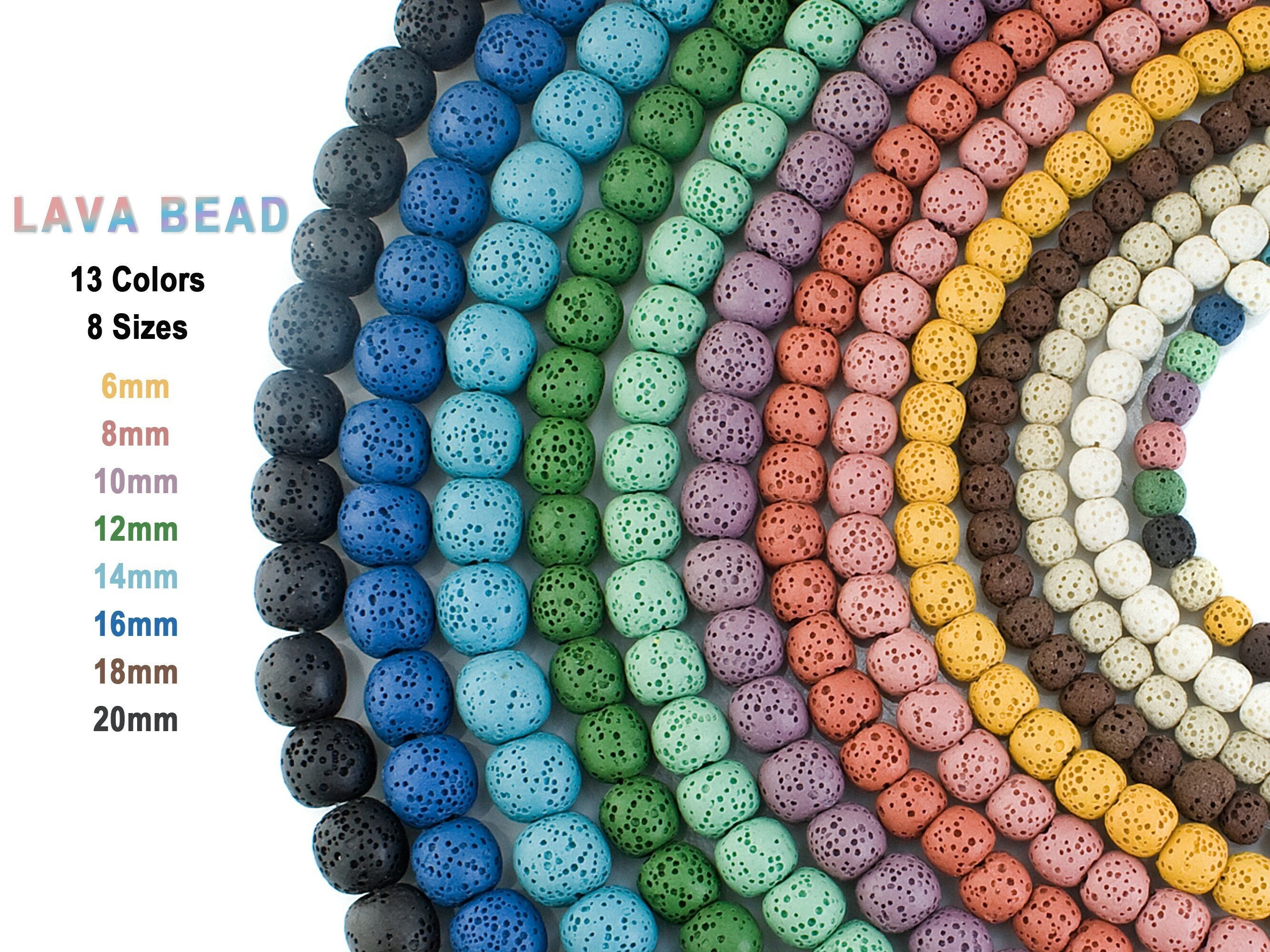100pcs 10colors European Beads Flat Round Natural Lava Rock Volcanic Gemstone for Jewelry Making, Adult Unisex, Size: 15~16x8.5~9mm