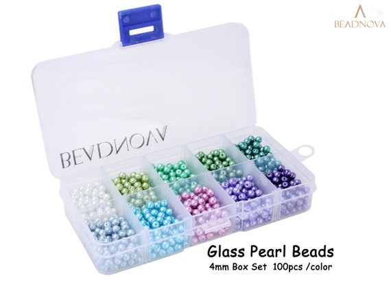 250 unids/caja de cuentas de perlas de vidrio redondas de 8mm de color mezclados, cuentas de