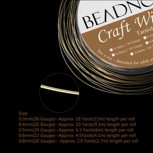 Solid Round Bare Copper Wire 20/22/24/26/30 Gauge Gold Silver Color Tarnish Resistant Jewelry Making Wire Dead Soft BEADNOVA image 5