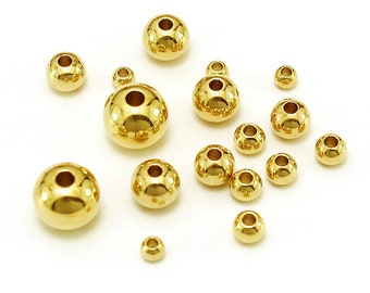 18K Gold Plated Round Spacer Beads Smooth Tarnish Resistance Ball Beads For Bracelet Necklace Earring Making 3mm/4mm/5mm/6mm