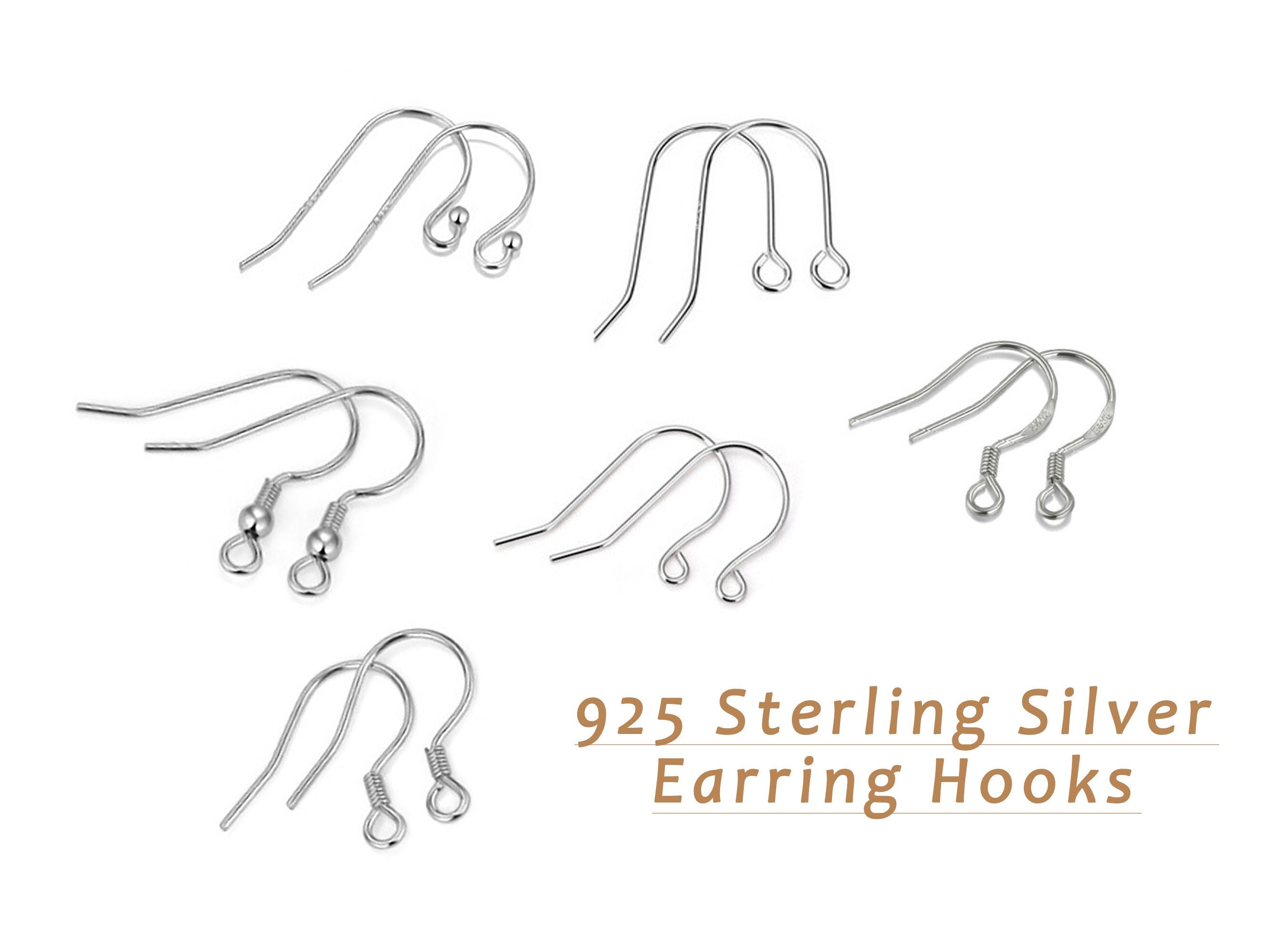 925 Sterling Silver Earring Hooks 200 Pcs, Gold Earring Hooks for Jewelry Making, Hypoallergenic Fish Hook Earrings Making Kit, DIY Earring, with 200P