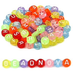 Translucent Jelly Color ABC Alphabet Letter Beads Acrylic Flat Round Name Beads Initial Words Bracelet Pony Spacer Beads Assorted Mixed A-Z