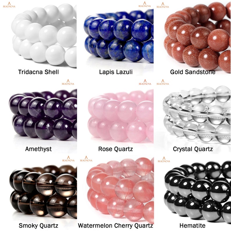Natural Gemstone Beads Round Smooth Matte Loose Beads Stone Agate Crystal Quartz Jewelry Making Sample Order 4mm 6mm 8mm 10mm 12mm Beadnova image 9