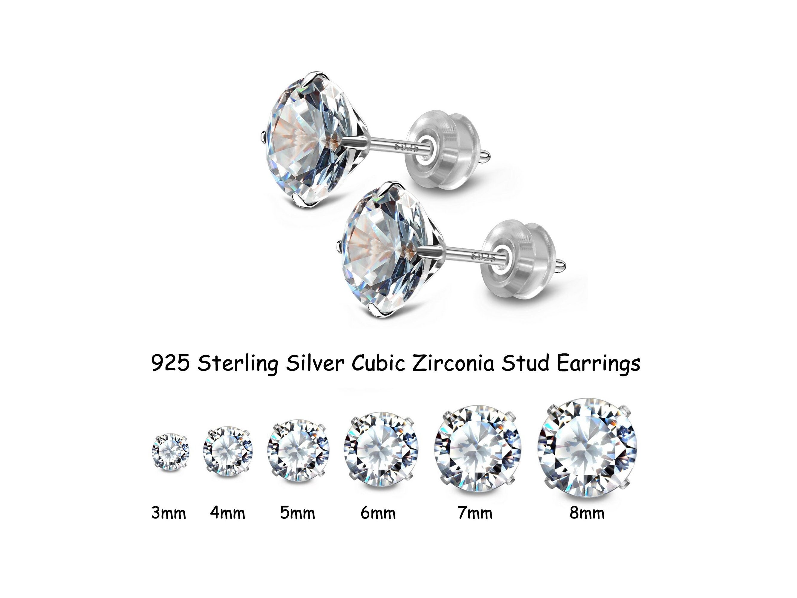 8mm Cubic Zirconia Sterling Silver Stud Earrings 8mm Cubic Zirconia Sterling Silver Stud Earrings