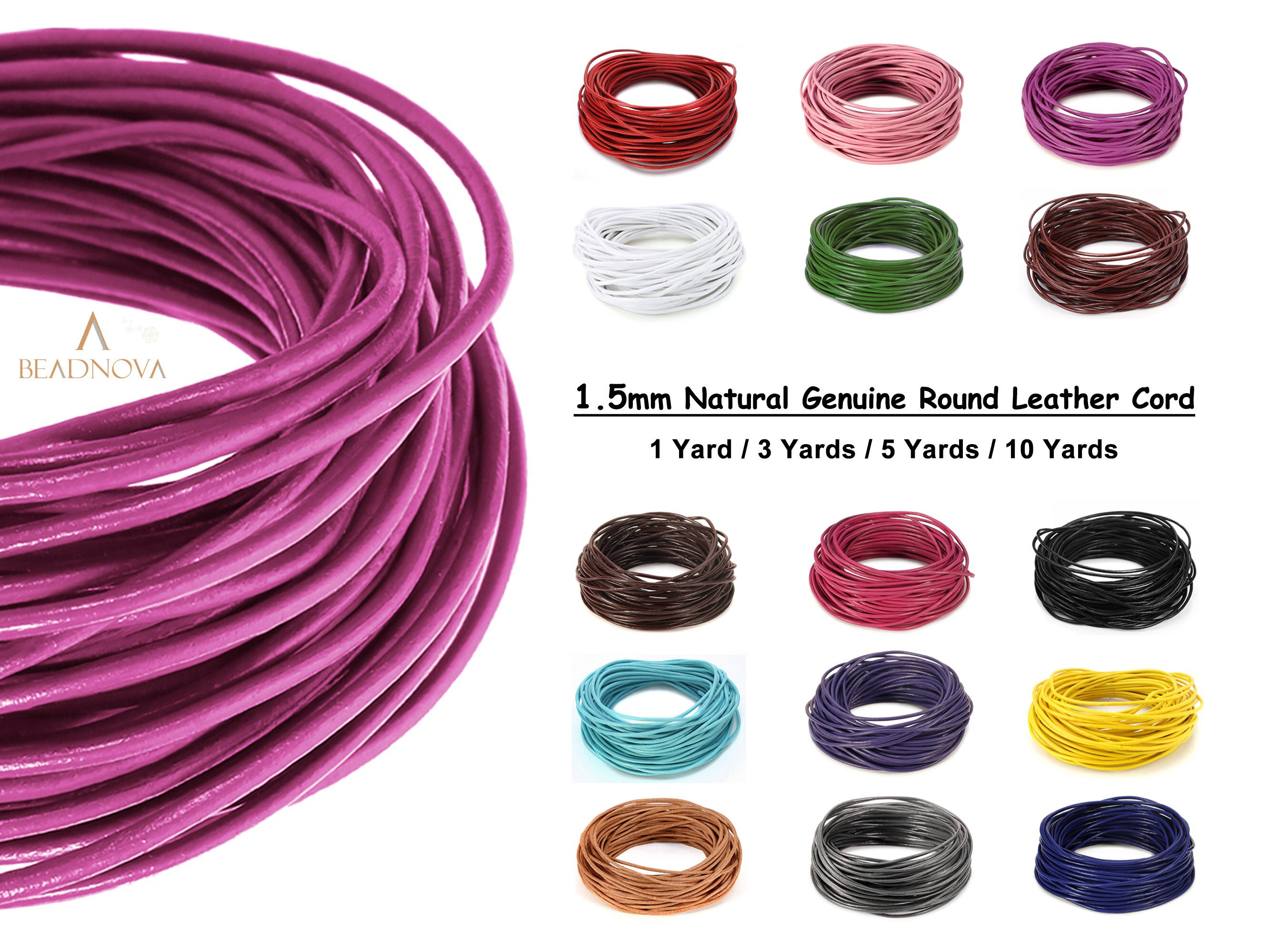 Cords Craft 2mm Round Leather Cord for Making Jewelry & Craft Work, Leather  Cord for Necklace Bracelet, Genuine Leather Cording for Beading 