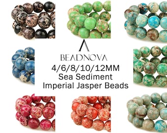 Sea Sediment Imperial Jasper Round Beads Galaxy Regalite Emperor Ocean Jasper Spiritual Healing Stone Purple Blue Green Red 4 6 8 10mm