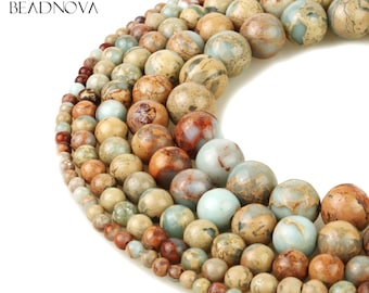 Natural Aqua Terra Jasper African Opal Jasper Sea Sediment Impression Snake Skin Jasper Round Beads Strand Bulk 4mm 6mm 8mm 10mm 12mm