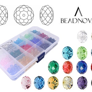 4/6/8mm Rondelle sfaccettate distanziatore Briolette perline di cristallo Set di scatole di gioielli classici Perline sfuse fai da te di BEADNOVA #5040 Lotto misto sfuso
