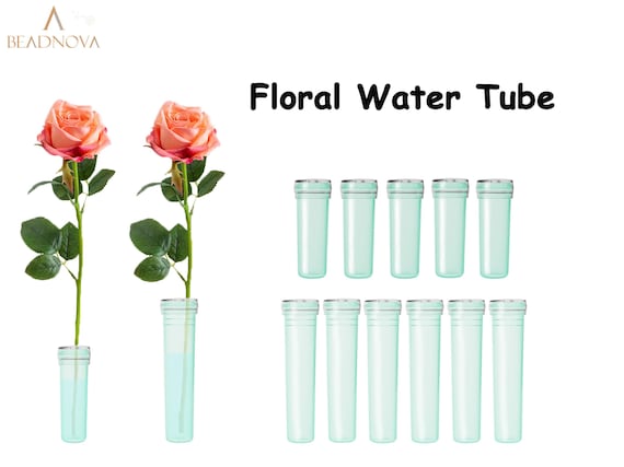 100 Tubi Per Fiori Con Acqua - Bustine Plastica Verde Per Composizioni Floreali, 7.5x1.5cm - Foto 9