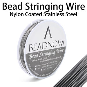 0.4 0.5 0.6mm Nylon Coated Stainless Steel Bead Stringing Wire Jewelry Beading Craft 7 Strand 22 / 24 / 26 Guage 50 33 26 ft BEADNOVA