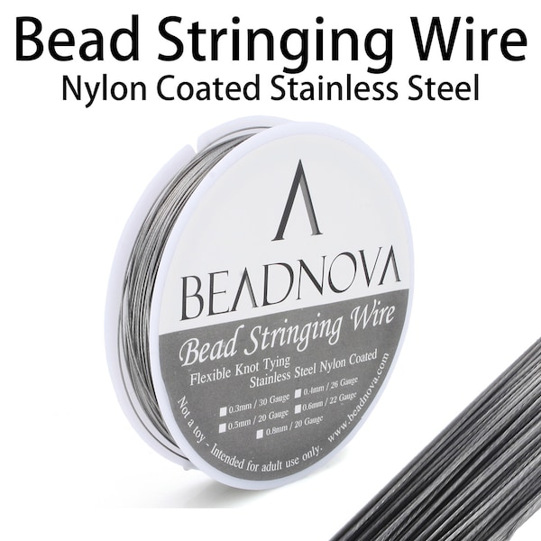 0.4 0.5 0.6mm Nylon enduit en acier inoxydable perle cordage fil bijoux perles artisanat 7 brin 22/24/26 calibre 50 33 26 pi BEADNOVA