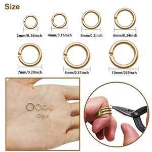14k Gold Plated Open Jump Rings Light Gold Colored Open Jumprings Jewelry DIY Parts 16 18 20 22 Gauge 3mm 4mm 5mm 6mm 7mm 8mm 10mm Bulk Lot image 3