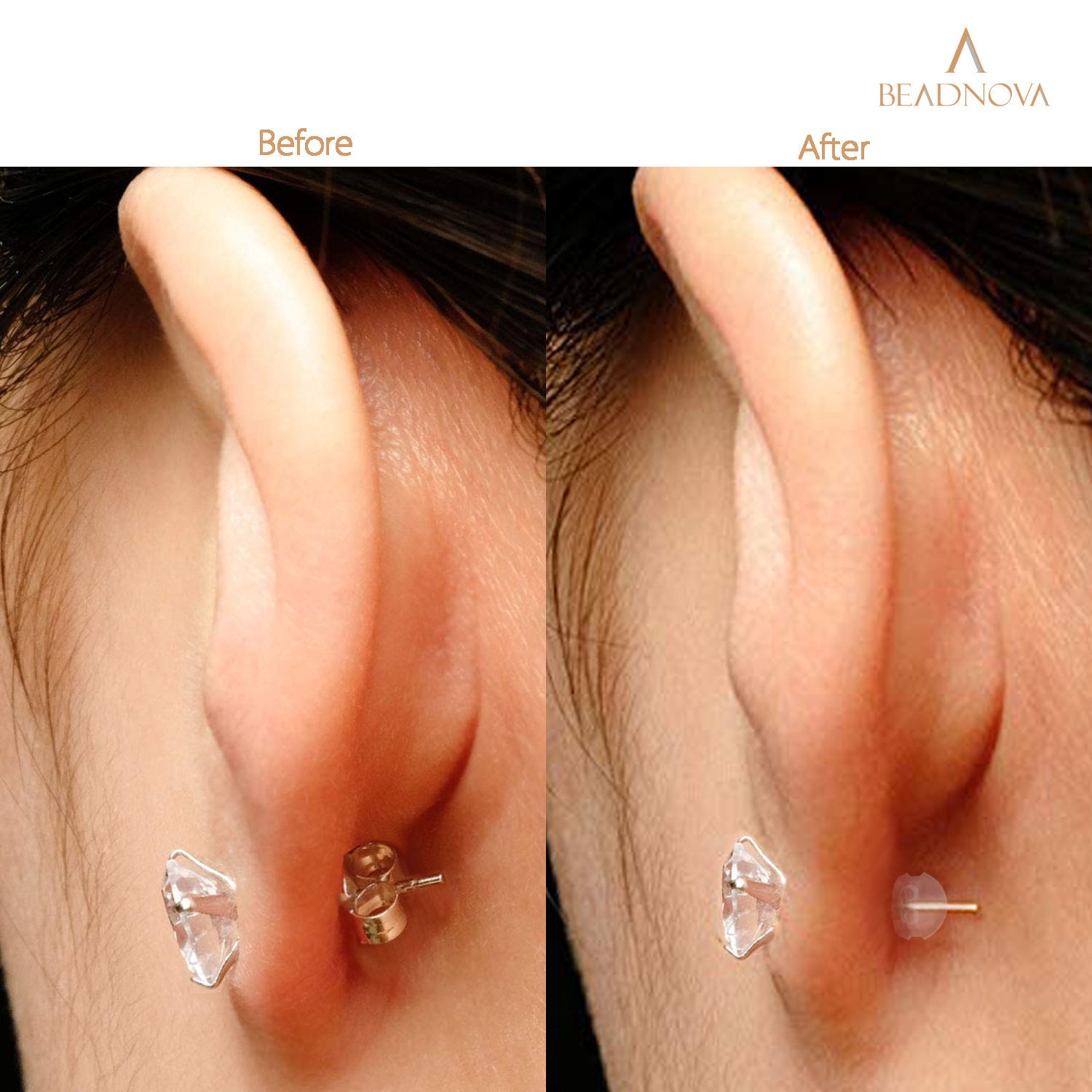 TOAOB 10 pezzi Chiusure per Orecchini Anallergici Argento Sterling 925 Tappo Sicurezza Backs Support per Gioielli Pesanti Gancio Orecchio 6 X 4 mm