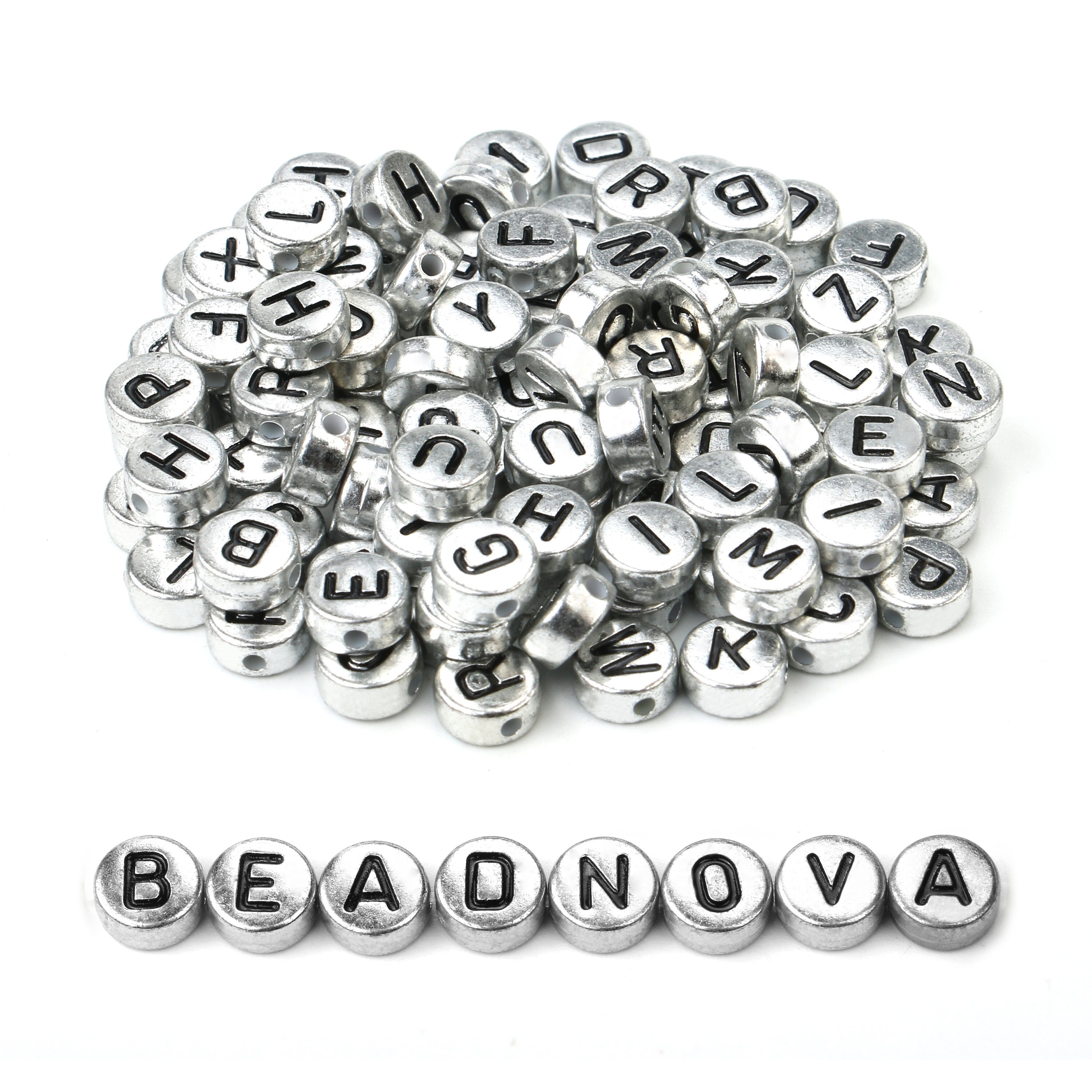 Alphabet ABC Beads Silver Tone Plated Color Letters Acrylic - Etsy