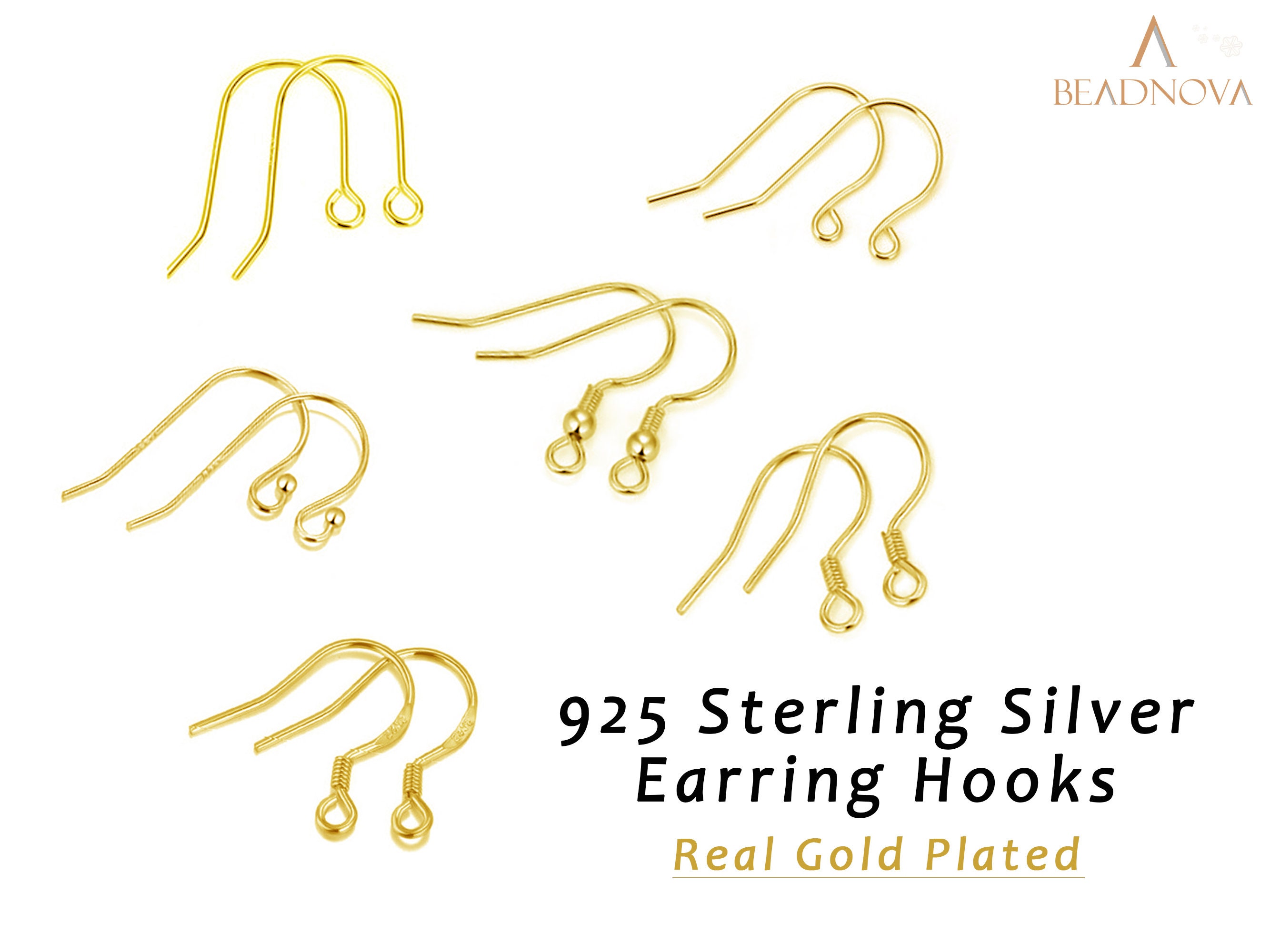 925 Sterling Silver Earring Hooks With Gold Plated Color Findings Kits Fish  Hook Earrings Jewelry Making DIY Antirust Supplies Bulk 
