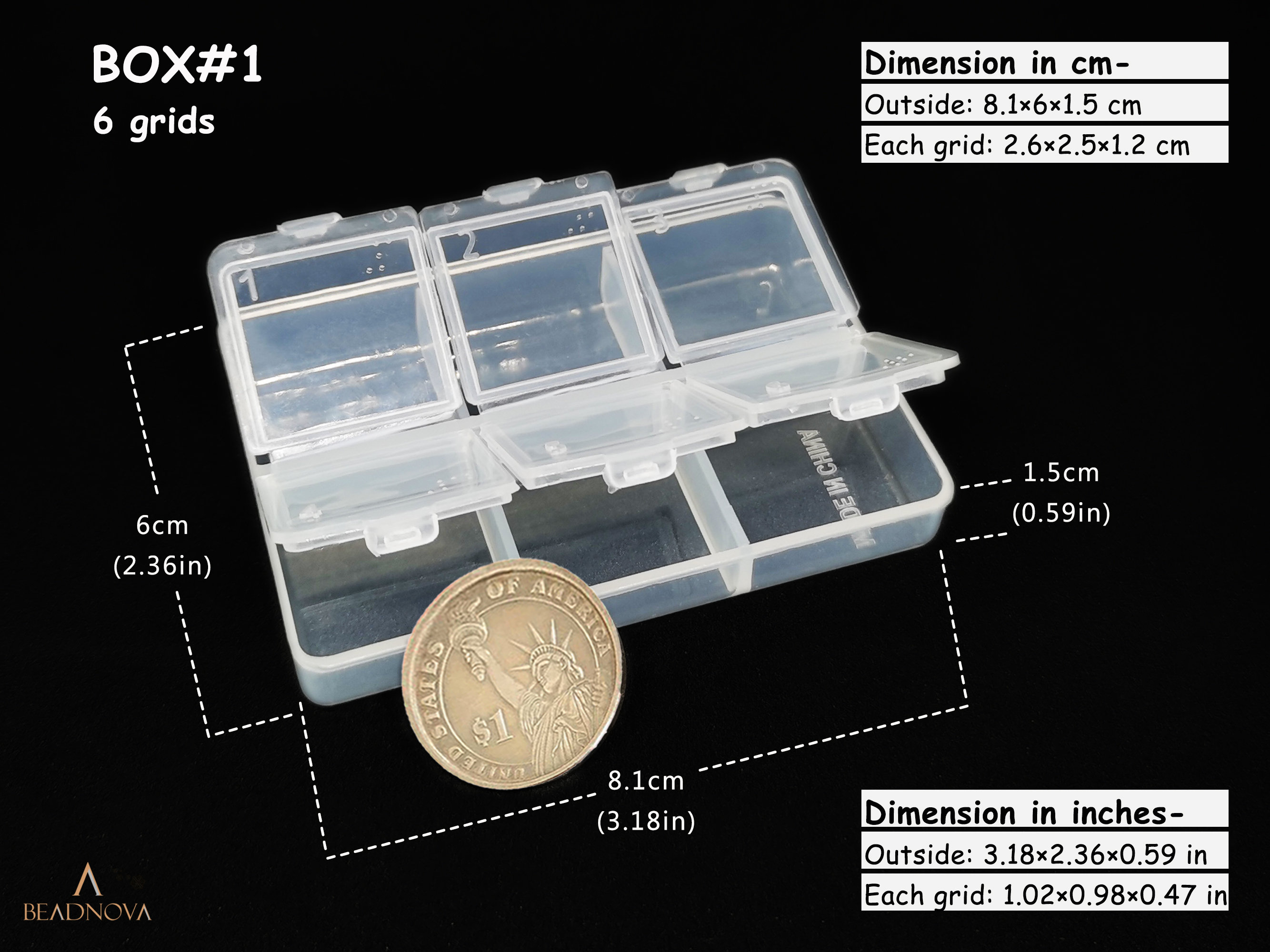 Small Plastic Box 6 Pack Clear Plastic Storage Containers - Rectangle  Organizer Box For Beads, Jewelry & Small Parts Plastic Drawer Organizer