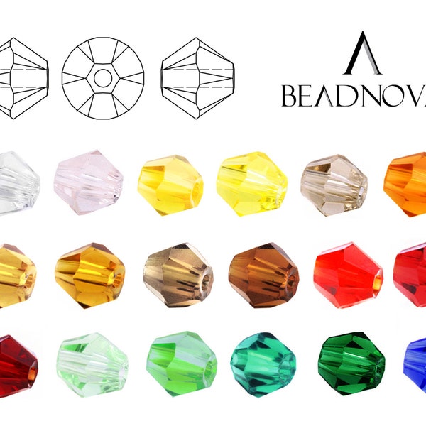 3mm 4mm 6mm Bicone Faceted Bead Findings Crystal Glass Beads Fashion Beads by BEADNOVA