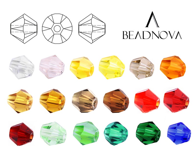 3mm 4mm 6mm Bicone Faceted Bead Findings Crystal Glass Beads Fashion Beads by BEADNOVA zdjęcie 1