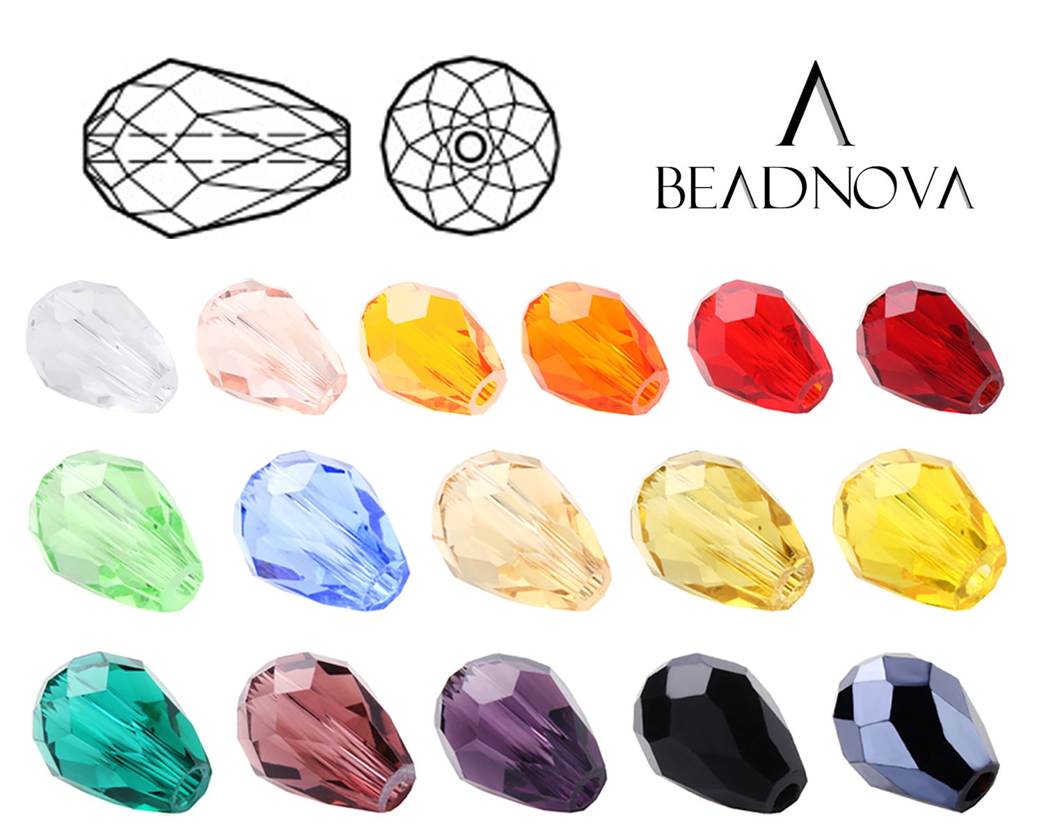 12 Pack: Crystal Glass Teardrop Beads, 25mm by Bead Landing™ 