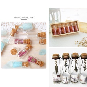 Empty Small Glass Bottle Mini Transparent Jars With Corks Stopper Lids Reusable Container For DIY Decor Bottle Art 5/10/15ml 30/50/62mm Tall image 6