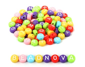 Perles de l'alphabet ABC colorées, lettres de couleur bonbon pour bébé, perles rondes et plates en acrylique, mots initiaux, perles d'espacement poney, assortiment mixte en vrac de A à Z