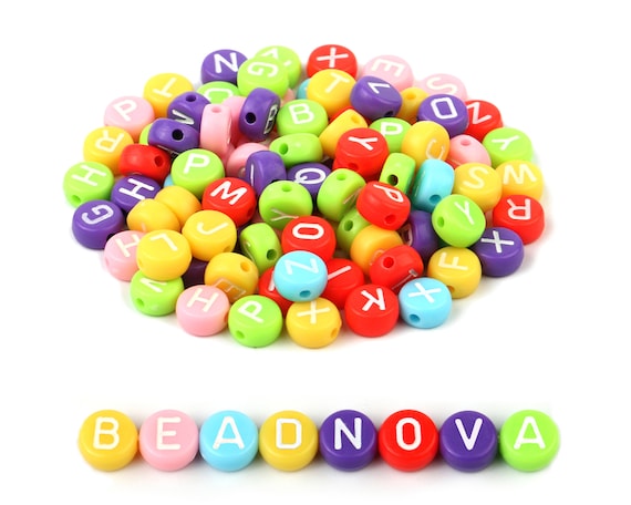 Lot De 100 Perles Acrylique Alphabet - Lettres Aléatoires 9mm X 8mm - Création Bijoux DIY