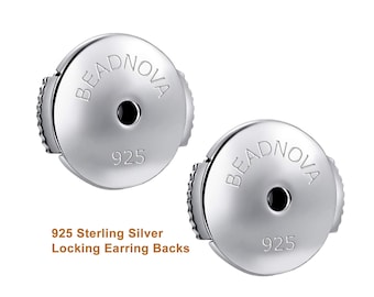 Locking Earring Backs 925 Sterling Silver 2pcs Secure Earring Backs Locking Ear Stud Backings for Studs Secure Replacement Jewelry Making