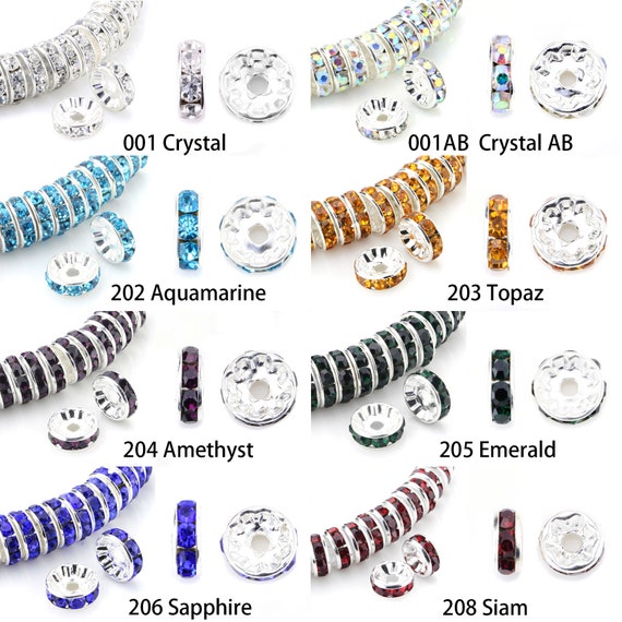 Wholesale 100pcs Crystal Rhinestone Rondelle Spacer Beads Size 4mm-10mm