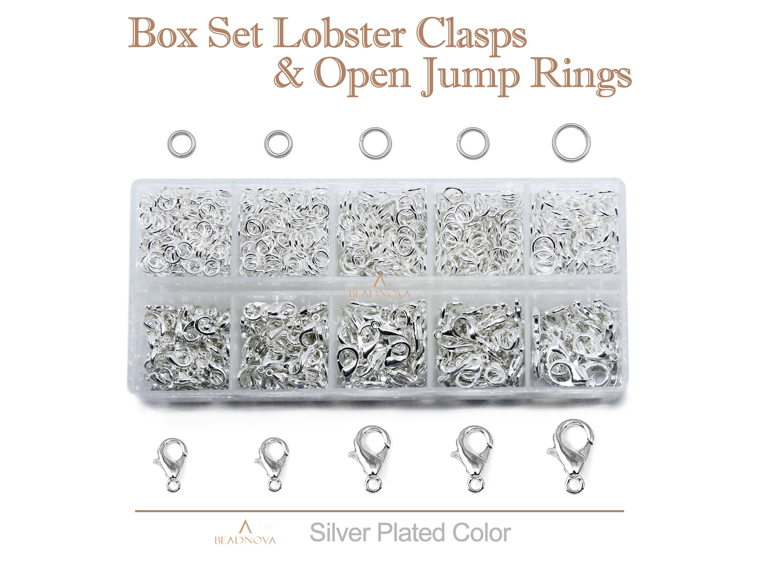 KINBOM 50pcs Silver Lobster Clasp and 120pcs Open Jump Ring, Jewelry  Bracelet Connectors Necklace Clasp Bracelet Clasp Jump Rings for Jewelry  Making