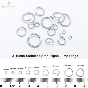 3-10mm Stainless Steel 304 Open Jump Rings 16 18 20 24 26 Gauge Unsoldered Jump Rings for Bracelet Earrings Jewelry Making