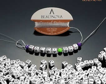 Buchstaben Perlen Weiß Würfel Schwarz Buchstabe Acryl Alphabet Perlen für DIY Handgemachte Armband Schmuck Kennzeichnung A-Z