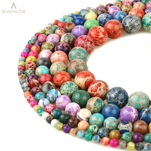 Sea Sediment Imperial Jasper Beads Mix Color Galaxy Emperor Round Gemstone Loose Beads 4mm 6mm 8mm 10mm for DIY Earrings Jewelry Making