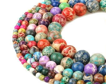 Mix Color Sea Sediment Imperial Jasper Beads Galaxy Emperor Round Gemstone Loose Beads 4mm 6mm 8mm 10mm for DIY Earrings Jewelry Making