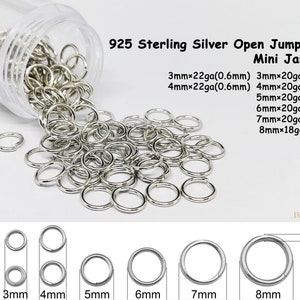 925 sterlingzilver open ringetjes 3 mm 4 mm 5 mm 6 mm 7 mm 8 mm met pot containerverpakking 22 20 18 gauge voor doe-het-zelf sieraden maken