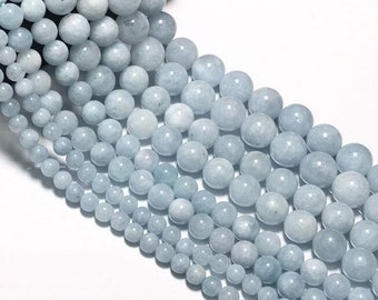 Natural Aquamarine Beads Gemstone Round Loose Beads Stone for Jewelry Making 4mm 6mm 8mm 10mm 12mm BEADNOVA