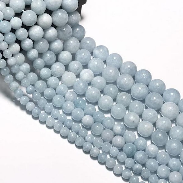 Natural Aquamarine Beads Gemstone Round Loose Beads Stone for Jewelry Making 4mm 6mm 8mm 10mm 12mm BEADNOVA