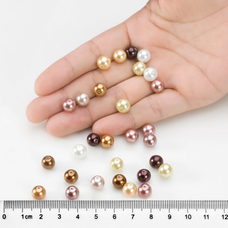 Satin Glass Pearl Round Beads 3mm / 4mm / 5mm / 6mm / 8mm / 10mm Pearlized Imitation Pearl Beads 100pcs Pack image 7