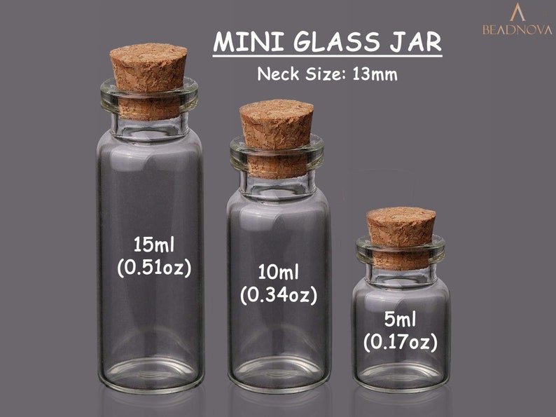 Empty Small Glass Bottle Mini Transparent Jars With Corks Stopper Lids Reusable Container For DIY Decor Bottle Art 5/10/15ml 30/50/62mm Tall image 1