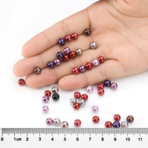 Satin Glass Pearl Round Beads 3mm / 4mm / 5mm / 6mm / 8mm / 10mm Pearlized Imitation Pearl Beads 100pcs Pack image 4