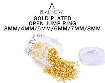 Gold Plated Open Jump Ring Jar 4mm 5mm 6mm 7mm 8mm Jewelry DIY Findings with Jar Container Package BEADNOVA