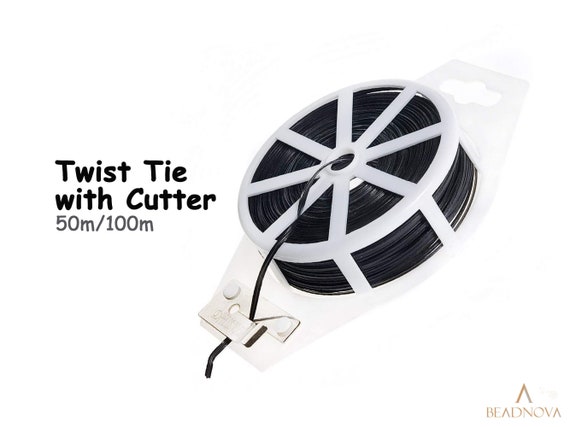 Black Twist Ties Spool Cables Organizer Multipurpose Wire Plastic