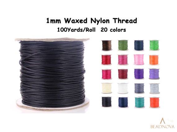 1mm Waxed Nylon Thread 100 Yards DIY Beading Cord Round String For Bracelet Jewerly Making 300 feets Roll Spool BEADNOVA