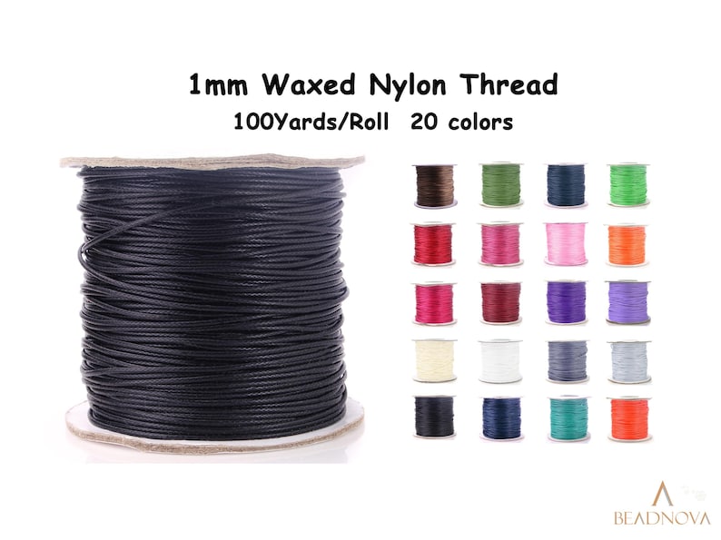 1mm Waxed Nylon Thread 100 Yards DIY Beading Cord Round String For Bracelet Jewerly Making 300 feets Roll Spool BEADNOVA image 1