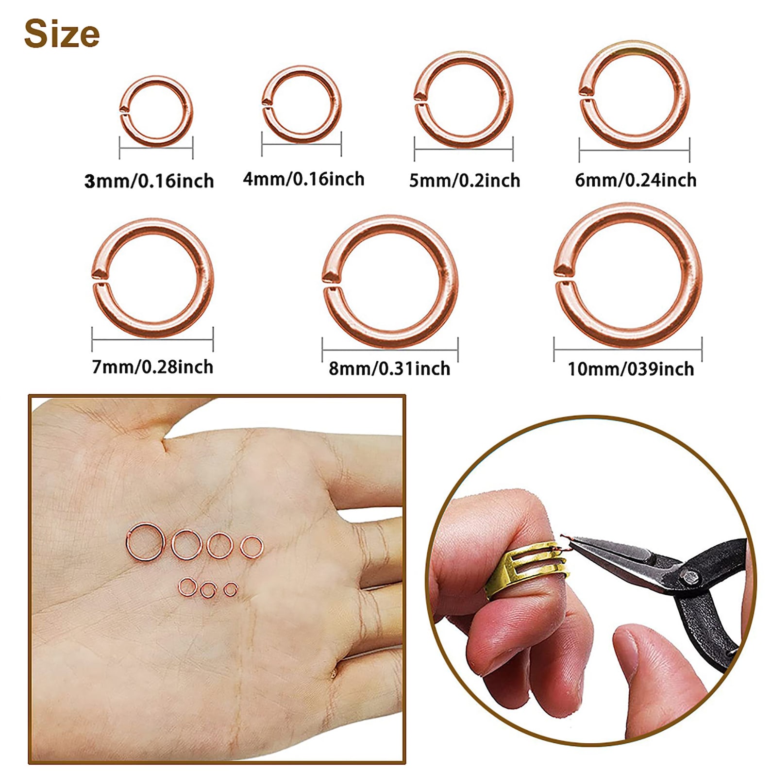 Rose Gold Plated Color Open Jump Rings Loops Connectors for Jewelry ...