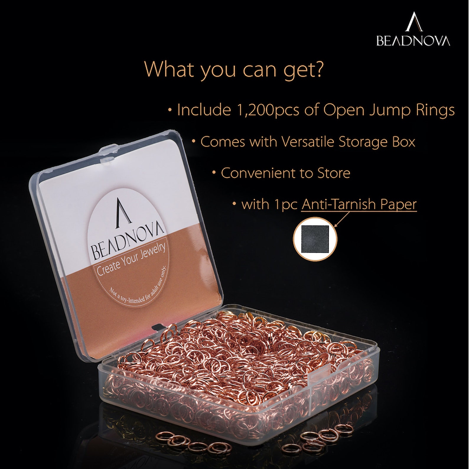 Rose Gold Plated Color Open Jump Rings Loops Connectors for Jewelry ...