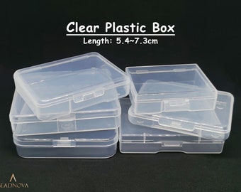 5/10/20 piezas Mini caja de plástico transparente, contenedores de almacenamiento transparentes rectangulares con tapas con bisagras para joyería, accesorios artesanales, almacenamiento de cuentas