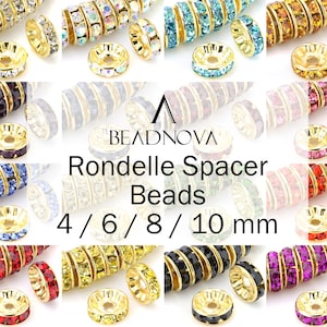 Rondelle Spacer Beads Gold Plated Color Crystal Rhinestone for Jewelry Making Connector 4mm 6mm 8mm 10mm 100pcs Bulk 77506 77508 Golden