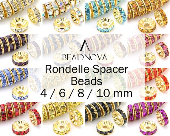 Glass Rondelle Faceted Gold Metallic Loose Beads Spacer AAA 4mm 6mm 8mm 10mm 